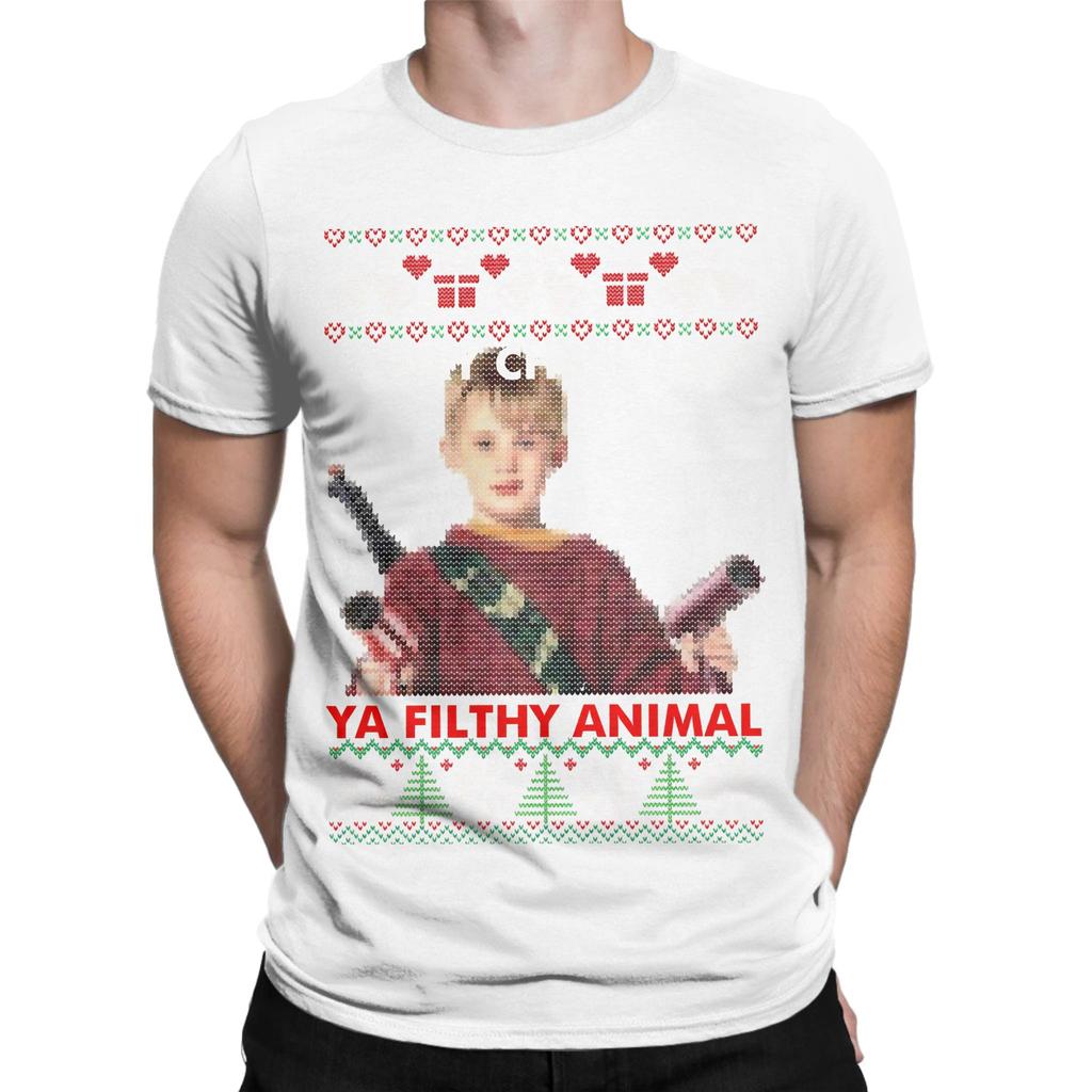 Kevin Merry Christmas Ya Filthy Animal Knitted Novelty 100 Cotton Tshirt Home Alone Tops Tees For Unisex