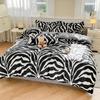 Zebra Soft Duvet Cover Set Black White Animal Print Beding Warm Comforter Covers plus 2 Pilowcases Home Decor for Children Kids Tens Young Boys Young