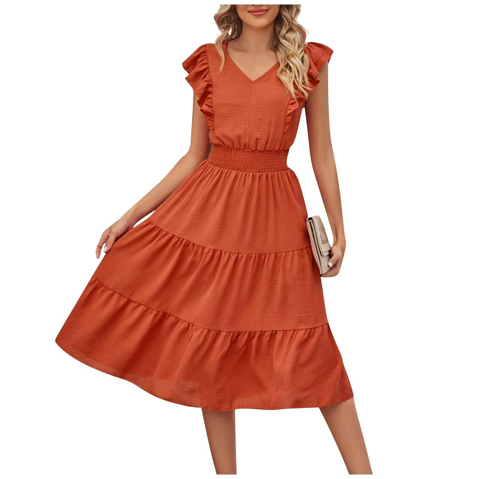 

Женское повседневное летнее платье без рукавов с оборками и V-образным вырезом, длинное свободное платье, длинное свободное платье M