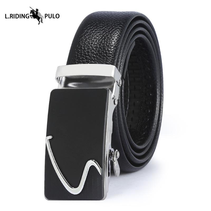 Pánský kožený opasek s automatickou sponou, business, korejský styl, kreativní, ležérní, všestranný, odolný proti opotřebení, dárkový opasek