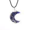 Chakela Natural Crystal Resin Tree of Life Crescent Moon Pendant Necklace N755