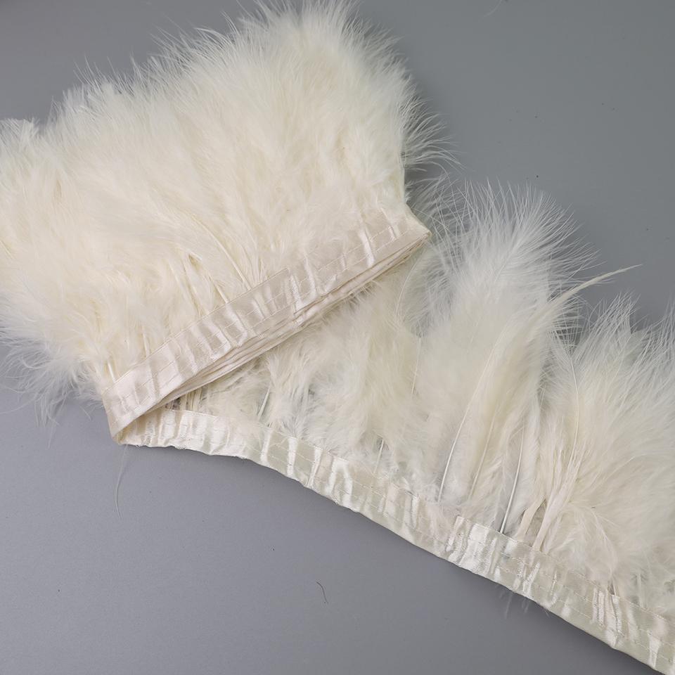 FeatherTurkey Feather Fringe 4-6inch Colorful Marabou Feather Tape for Handiwork Clothes Dress Handmade Cloth Strap Home Decoration