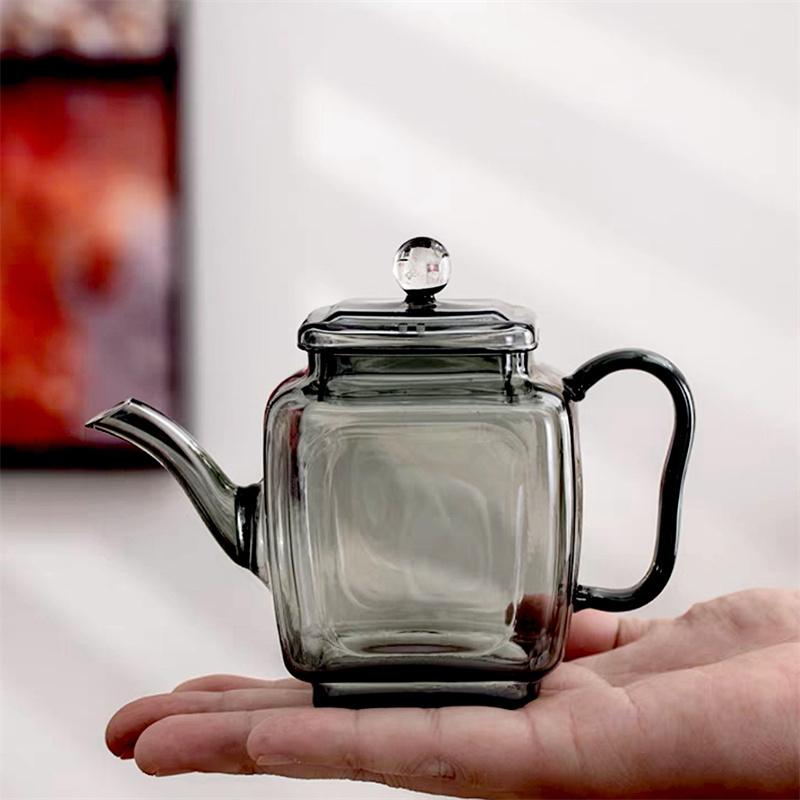 240ml Square Shape Small Capacity Heat-resistance Glass Tea Pot Flower Puer Kung Fu Teapots Tea Maker Tea Set Teaware