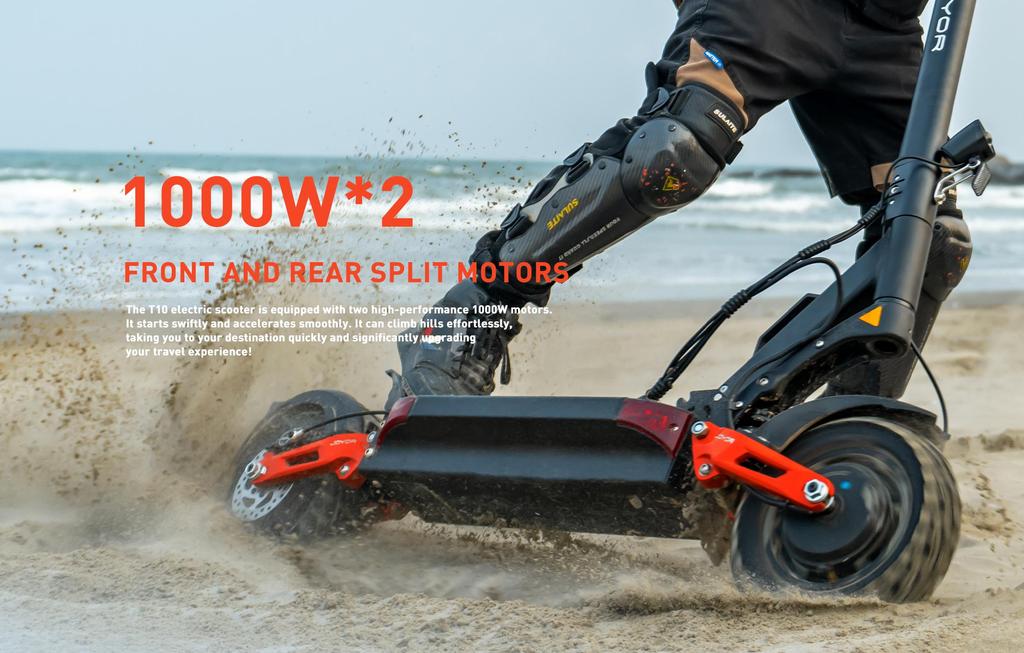 JOYOR T10 Foldable Electric Scooter 10" Tires 1000W*2 Dual Motors 60V18Ah Battery 60km/h Max Speed 75km Max Range