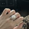 Pearl Zircon Ring Women'S Light Luxury Design Exquisite Index Finger Ring Gorgeous Ring Hand Jewelry