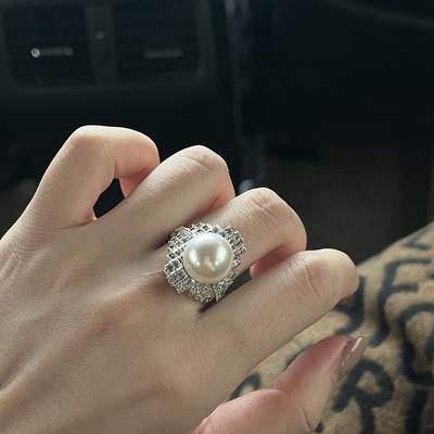 Pearl Zircon Ring Women'S Light Luxury Design Exquisite Index Finger Ring Gorgeous Ring Hand Jewelry