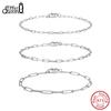 EFFIE QUEEN Fashion 925 Sterling Silver Paperclip Chain Bracelets Women Men Chunky Paper Clip Bangle Party Jewelry Gift SB218