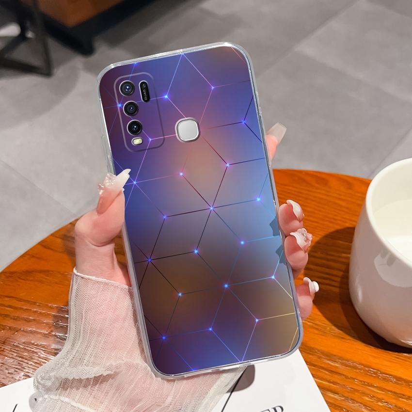 Ultra Thin Clear Case For Vivo Y78 Y91 Y67 Y73 Y55 Y91C Y75 Y50 Beautiful Starry Sky Pattern Soft Silicone Advanced Shockproof Housing For Vivo Covers