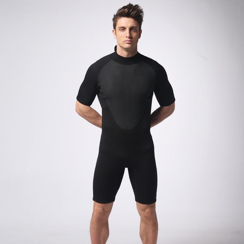 3MM Men's Short-Sleeve Shorty Wetsuit for Diving, Surfing, and Swimming