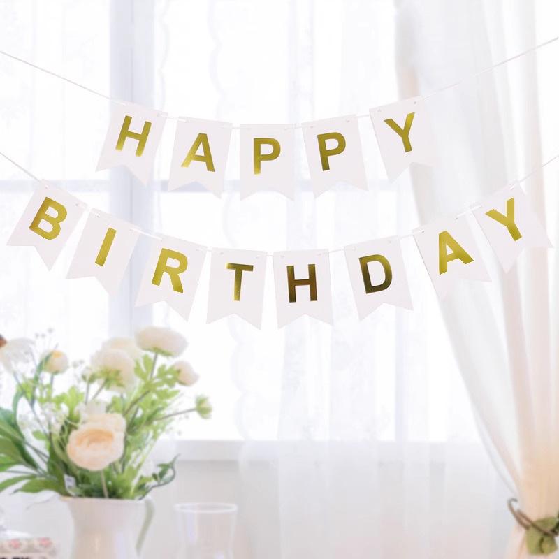 Fishtail Flag Happy Birthday Birthday Letter Pull Flag Children'S First Birthday Decoration Arrangement Pull Strip