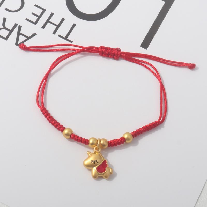 2026 Horse Year Lucky Red Rope Bracelet Chinese Style Zodiac Horse Braided Bracelet Women Fashion Jewelry