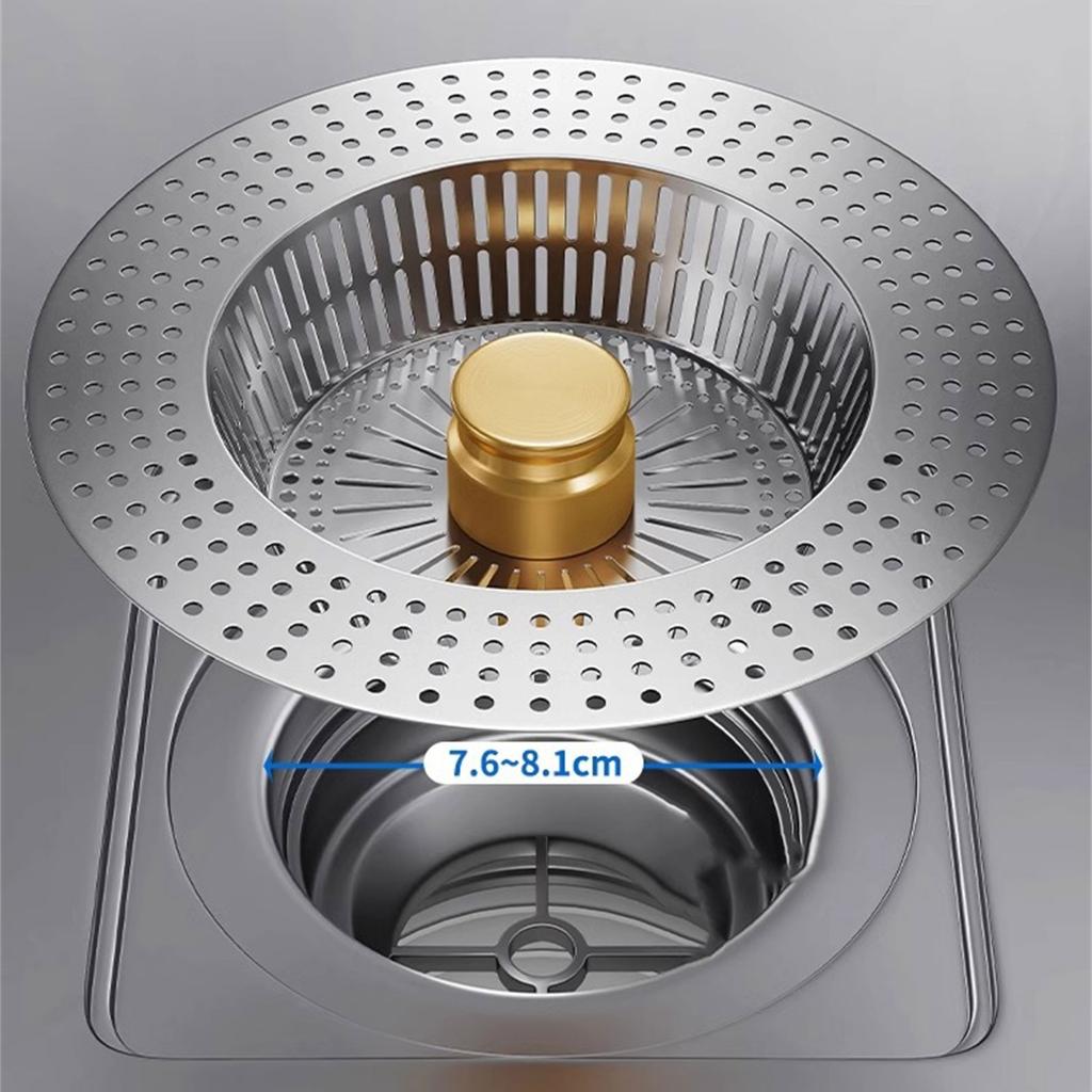Gold Kitchen Sink Stoppers Sturdy Stainless Steel Drain Covers Plugs Filter for Efficient Debris Interception Use