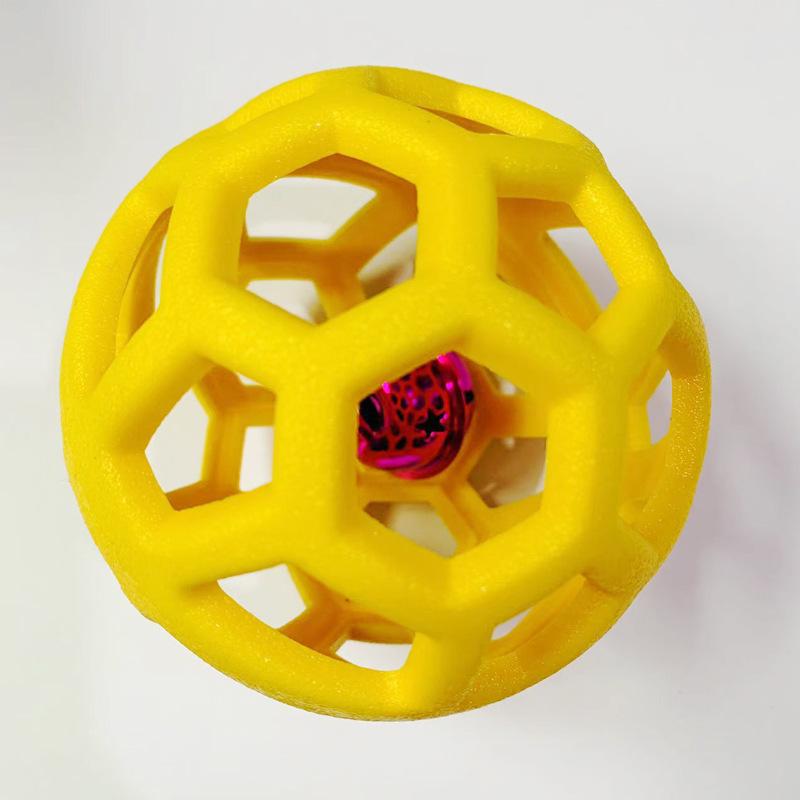 

Жевательная игрушка для собак, натуральный TPR мяч с колокольчиком, интерактивная обучающая игра для домашних животных, игра для кошек на открытом воздухе, принадлежности для чистки зубов щенка жёлтый