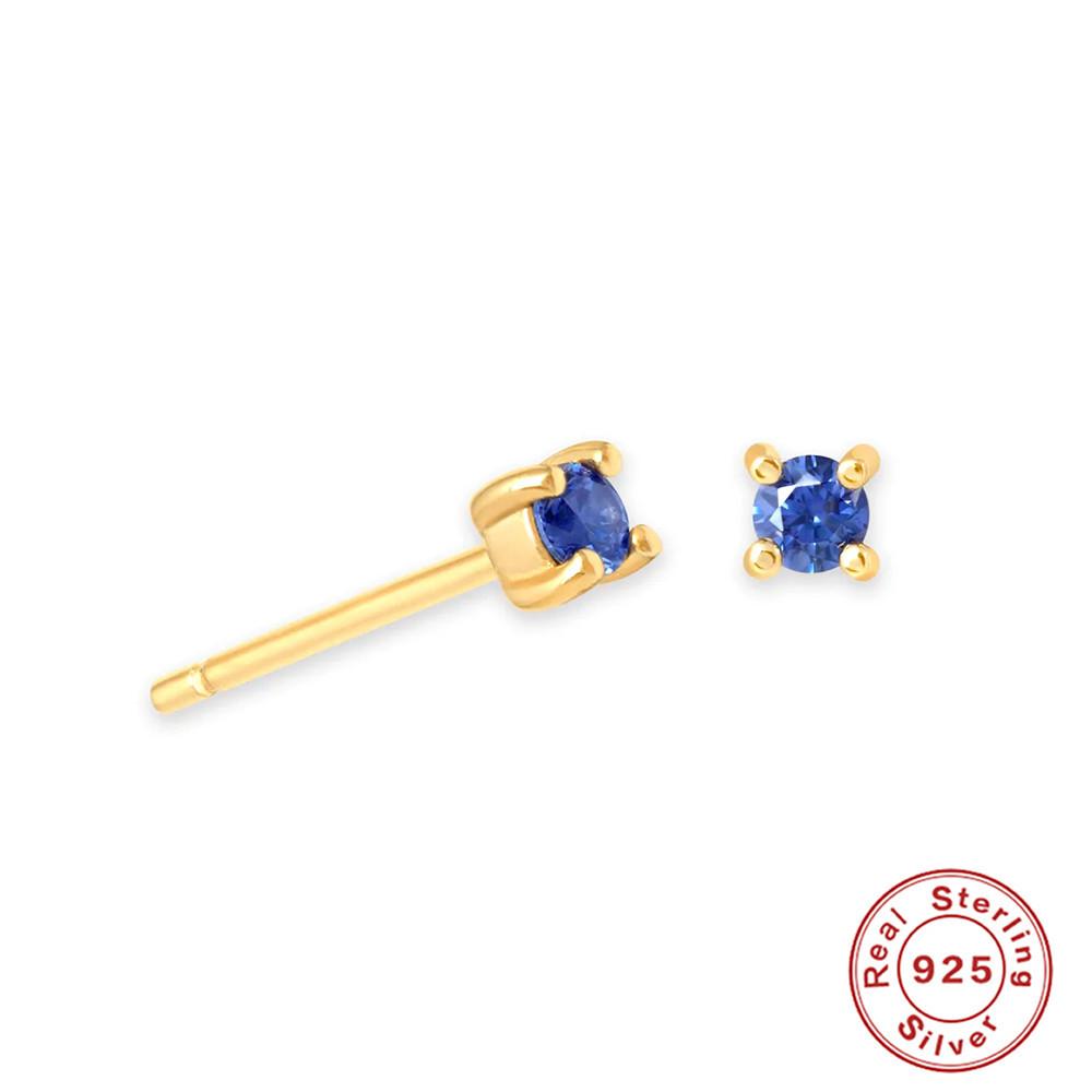 S925 Sterlingsilber Vier-Krappen Zirkonia Ohrstecker Mini Farbiger Diamant Monats-Geburtsstein Diamant-Set Paar Ohrschmuck