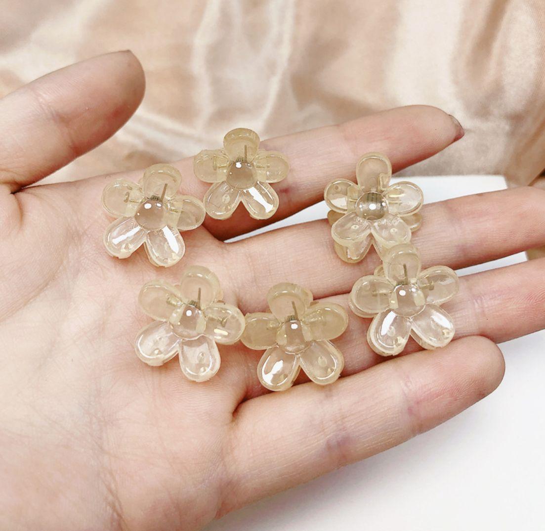 

1pc Women Girls Kids Make UP Small Braiding Tool Korean Hair Clip Mini Barrettes Acrylic Flower Claw Champagne