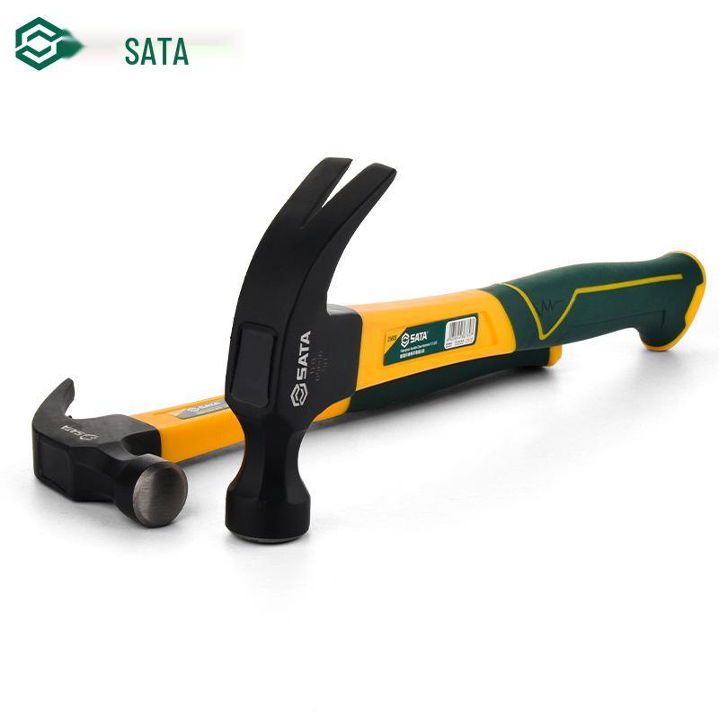SATA Goat's Foot Carpenter's Hammer: High-Carbon Steel, Wood Handle, Nail Puller, Compact Size.