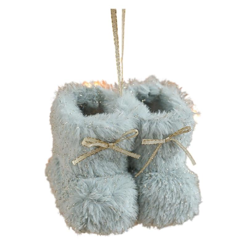 

Плюшевое рождественское украшение в виде сапожка, мягкий фестивальный декор для подвешивания на елку для праздничной вечеринки, подарок светло-синий
