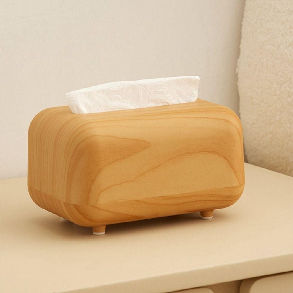 Multi-functional Imitation Wood Grain Tissue Box Ins Style Napkin Dispenser  Living Room Decoration
