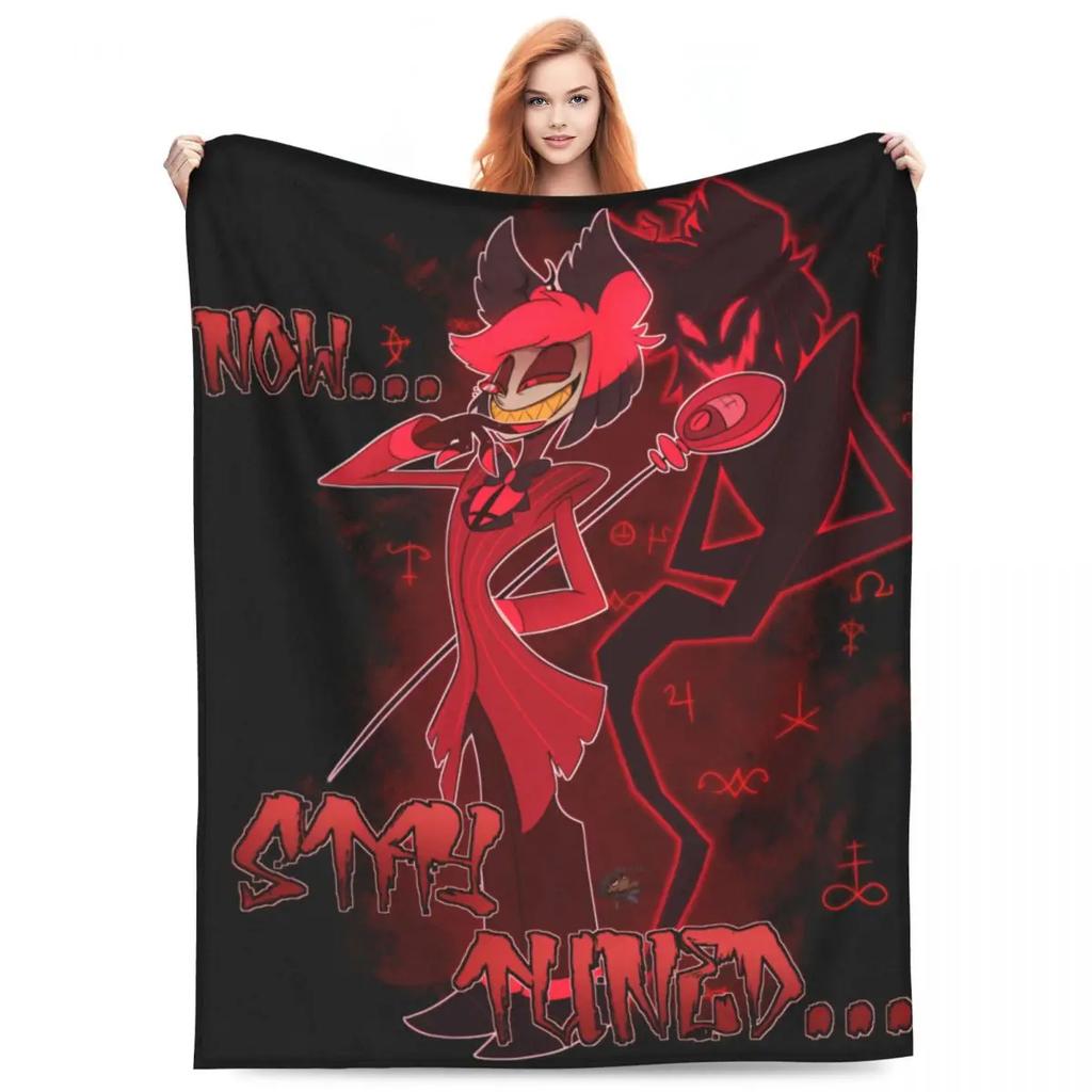 VOX H-Hazbin Hotel Alastor Game Warm Blankets Camping Plush Throw Blanket Novelty Home Decor Flannel Bedspread Sofa Bed Cover