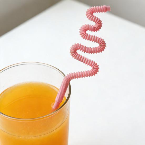 Renkli Spiral Bükülebilir Pipetler 6mm Yeniden Kullanılabilir Gıda Sınıfı Plastik Pipet Doğum Günü Partisi Ev Seyahat İçin Esnek İçme Pipetleri