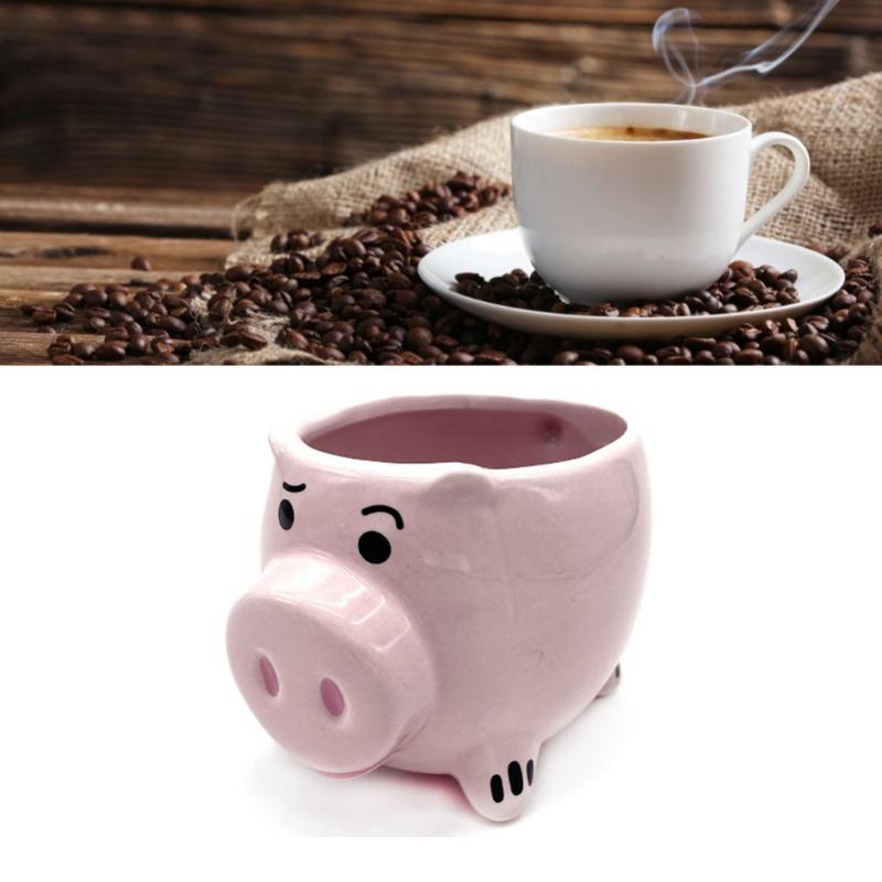 Cute Pig Ceramic Cup Pink Comfortable Grasp Smooth Mouth Lovely Shape For Coffee Tea Milk Beverage Water