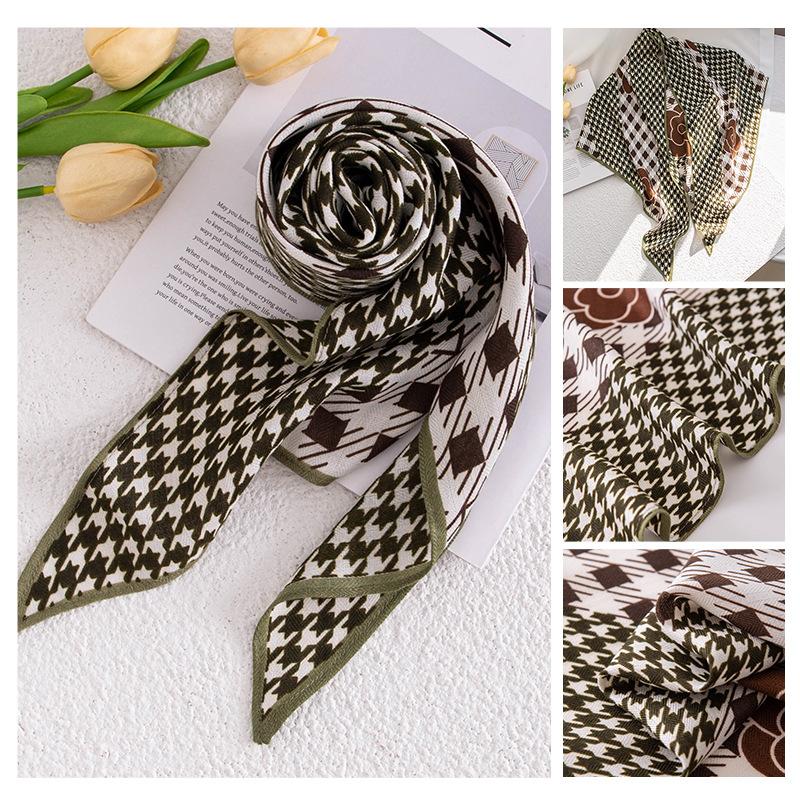 Spring New Retro Printed Women's Silk Scarf Flower Triangle Scarf Headscarf Scarf Accessories Scarf Outer Shawl