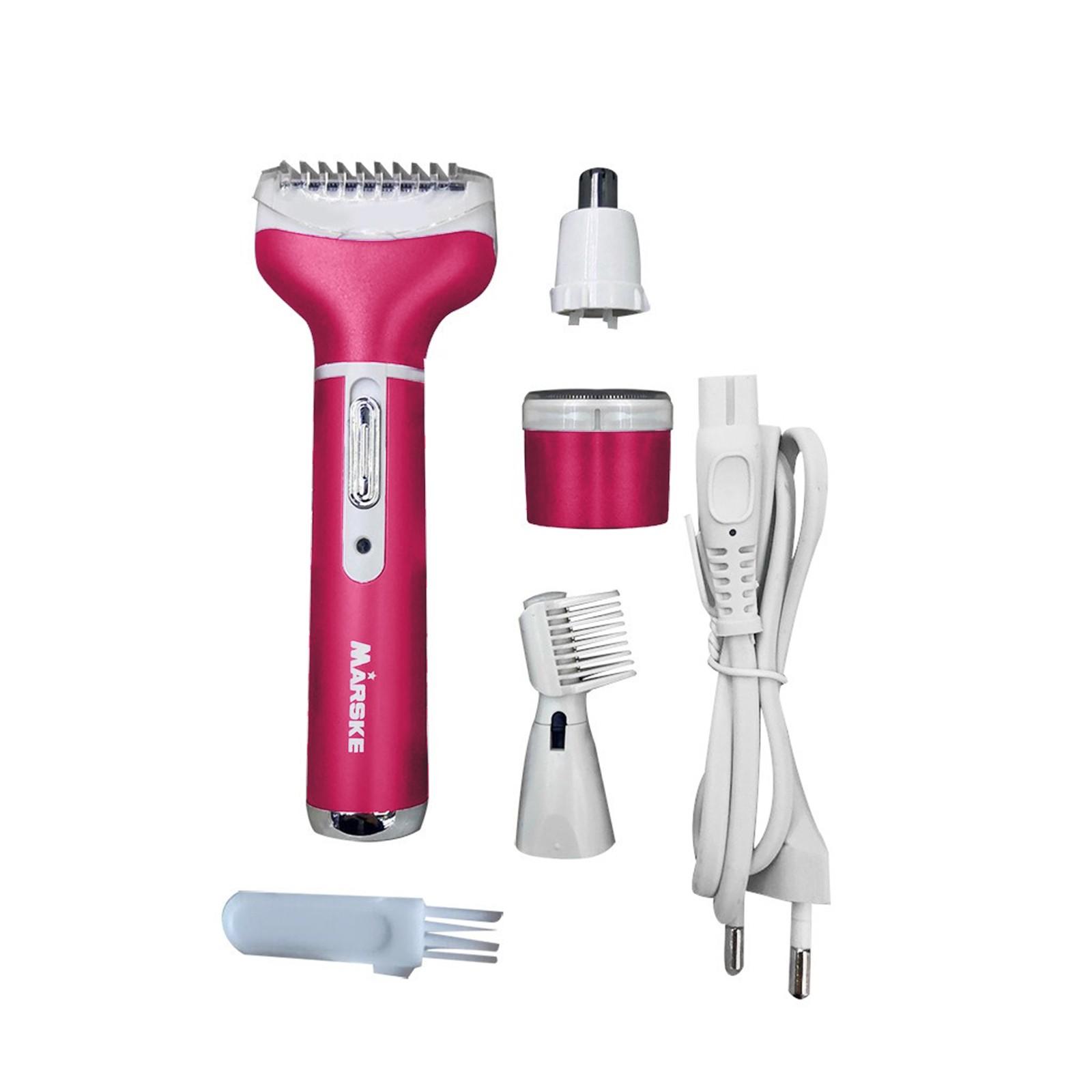 

Машинка для стрижки волос в носу для домашнего использования 4 в 1, электрическая машинка для стрижки носа, лица, бороды, бритва для удаления горячий розовый