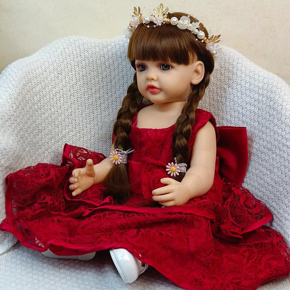 55 CM Full Soft Silicone Body Reborn Baby Girl Doll Toy Lifelike Princess Toddler Art Bebe Birthday Gifts for Child