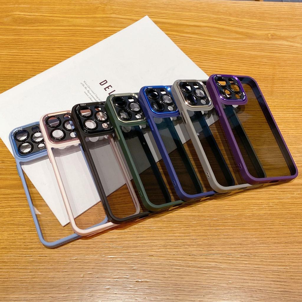 Fine Shield Fine Hole Mobile Phone Case Is Suitable for Apple 16PROMAX Electroplating 15 Semi-transparent 13 Metal Lens Ring 12/11