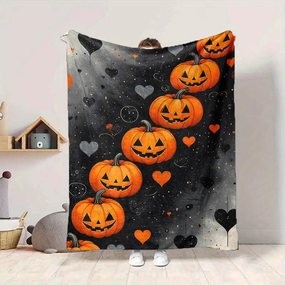 1PC Halloween Pumpkins Blanket, Throw For Sofa, Bed, Travel, Camping, Livingroom, And Bed, Printing Blanket With Soft And Warm Fabric Yy250918185