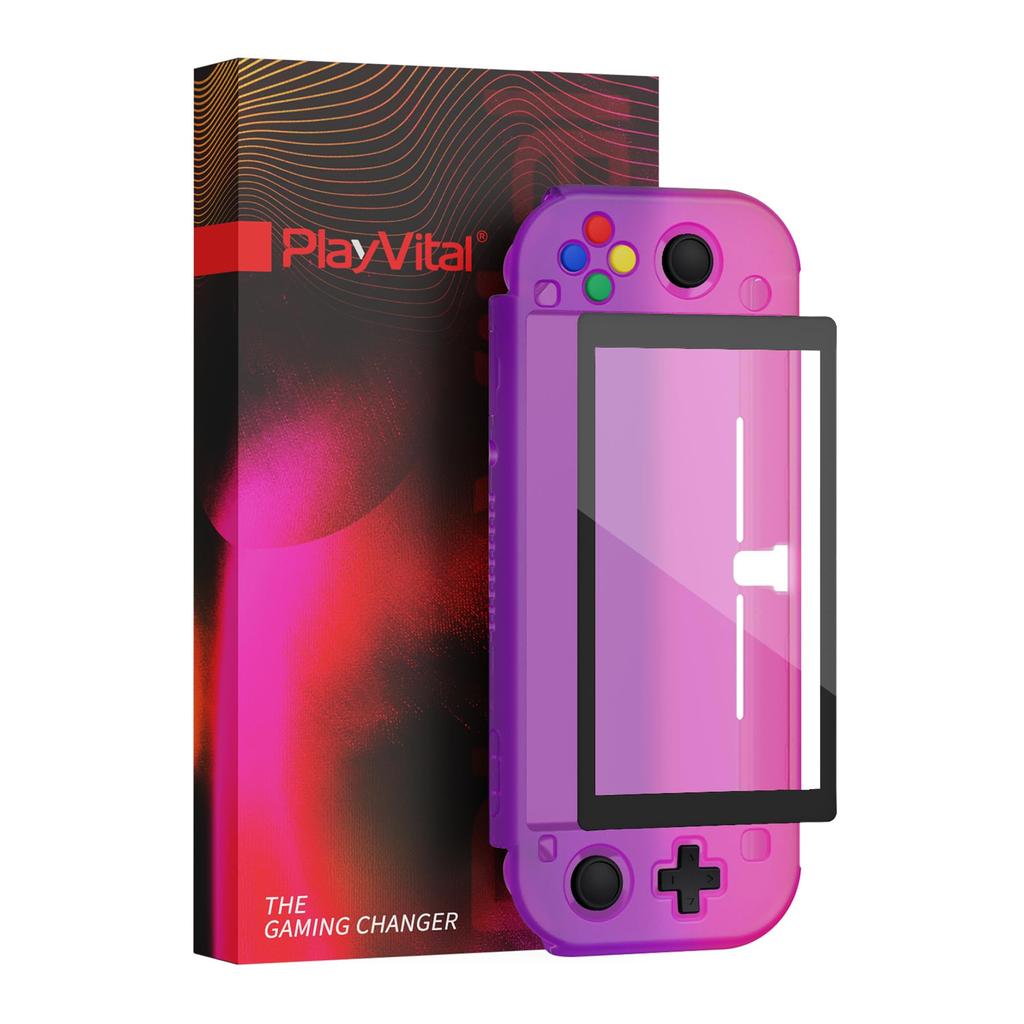 eXtremeRate PlayVital Custom Hard Case for Switch Includes Screen Protector Rose Lite, (Clear, Purple, Red)