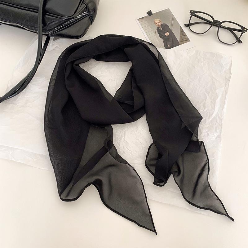 2025 New Women's Versatile French Polka Dot Silk Scarf: Spring/Summer Long Neck Tie & Headband