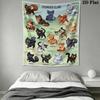 Tapisserie murale Guerrier chat Accrochage mural esthétique Couverture en tissu imprimé Tapisseries décoratives pour chambre à coucher Salon Décoration de maison
