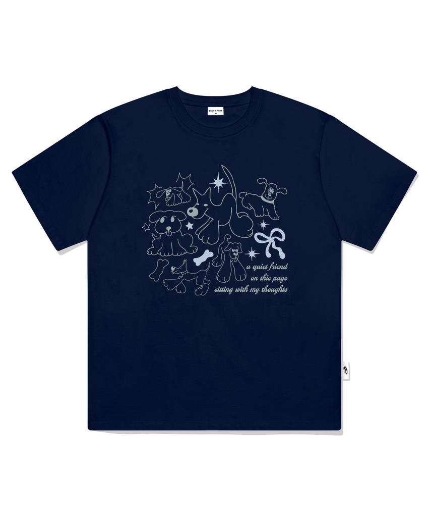 PAGESIISII Puppy Friends Print Oversized Short Sleeve T-Shirt [5 Colors]