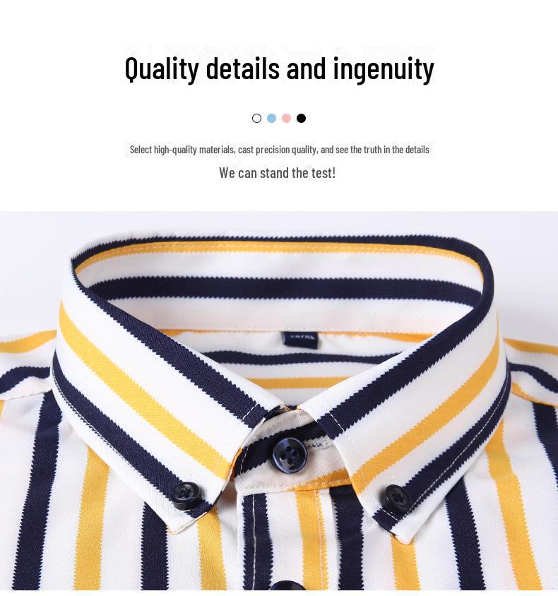 Men's 2025 Elastic Striped Long-Sleeve Slim Fit Korean Shirt - Business Casual, Non-Iron, Comfortable.