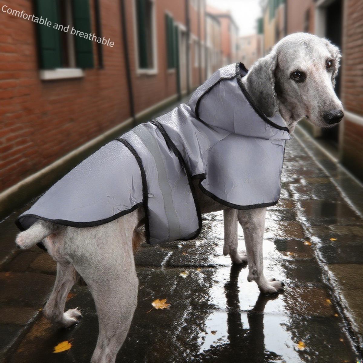 

Reflective Dog Raincoat for Small, Medium, and Large Dogs - Pet Rain Cape XS серый