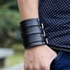 Exaggerated Punk Leather Bangle Women Punk Bracelet Men Simple Pure Color Wide Leather Multi Layer Yoga Jewelry Pary Gift