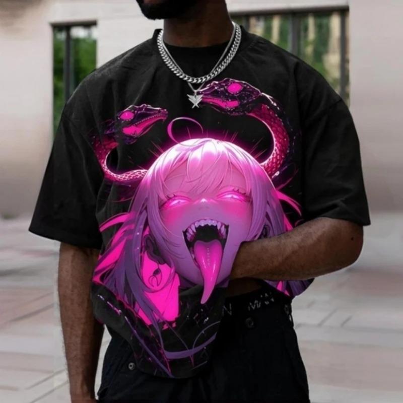 Animated Character 3d Printed Summer Short Sleeve T-Shirt Fashion Street Men Loose Oversized T-Shirt Top Everyday Casual Shirt