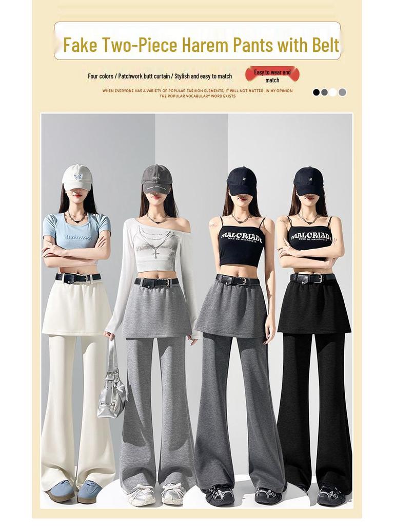 High Waist Micro-Flare Pants: Women's Spring/Summer Slimming Casual Floor-Length Style with Fake Two-Piece Design