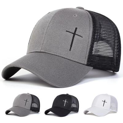Unisex Cross Embroidery Baseball Net Caps Spring Summer Outdoor Adjustable Casual Hats Dad Hat Sunscreen Hat
