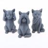 1/3 Stück Drei Weise Nicht Katze Ornament Set Minimalistische Katzenfigur Bedeckte Ohren Mund Augen für Katzenliebhaber Haus Schreibtisch Dekor