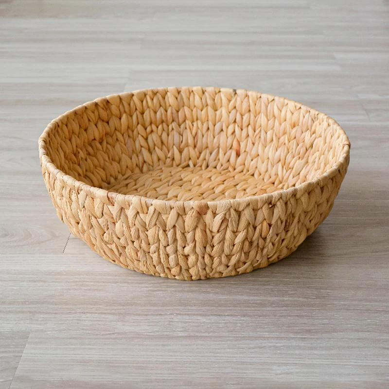 

Japanese Woven Cat Bed Handmade Rattan Pet House All-Season Available Round Nest for Indoor Cats Non-Shedding Scratching Pad M 38x12cm
