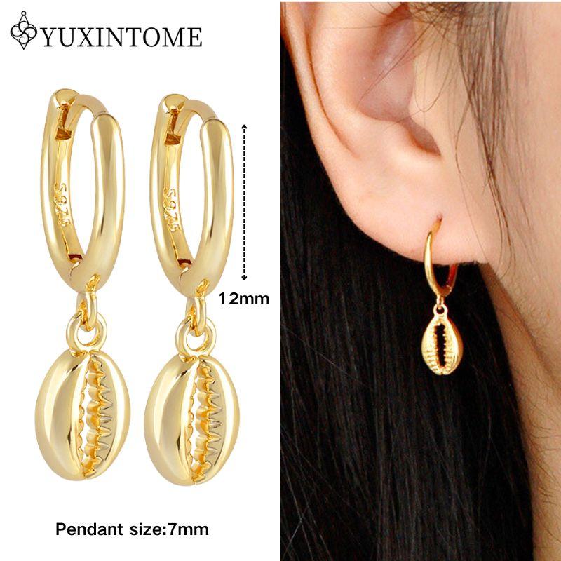 YUXINTOME 925 Silver Ear Needle Zircon Hoop gold Earrings For Women Square Plate Pendant Cutout Heart Earrings Fashion Jewelry