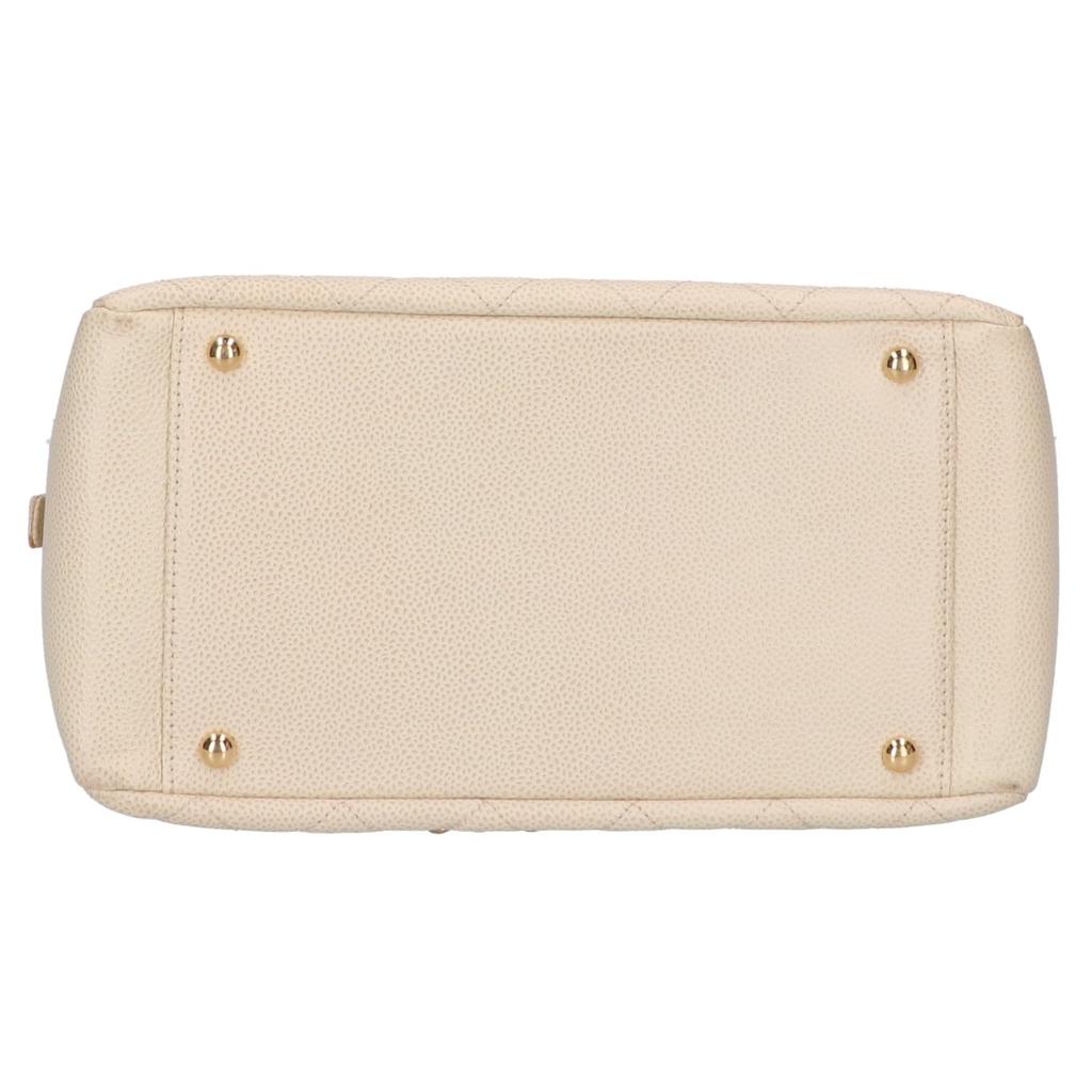 CHANEL No. 8 Standard Chain Tote PTT Caviar Handbag IvoryUsed