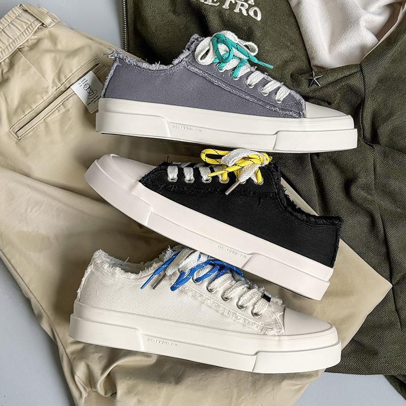 AFANTING summer pull hair versatile canvas shoes casual thick sole breathable thin trend versatile board shoes men's shoes 1569