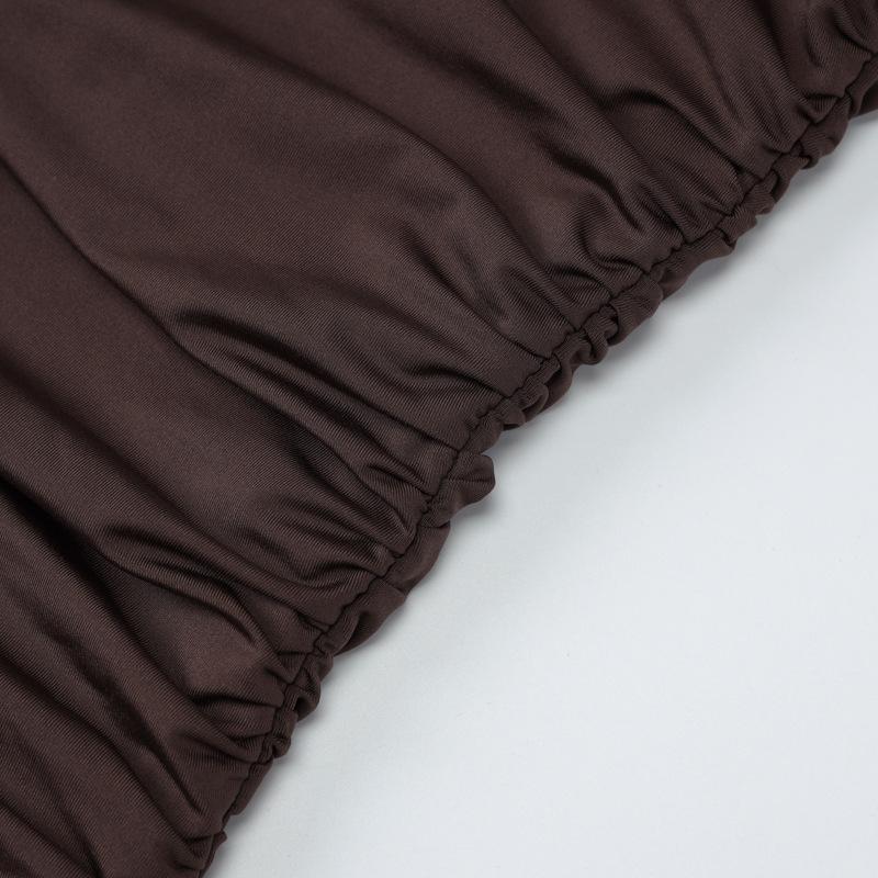 Summer European and American Round Neck Sleeveless Dress with Sloping Shoulders, Pleats, and Irregular Hips