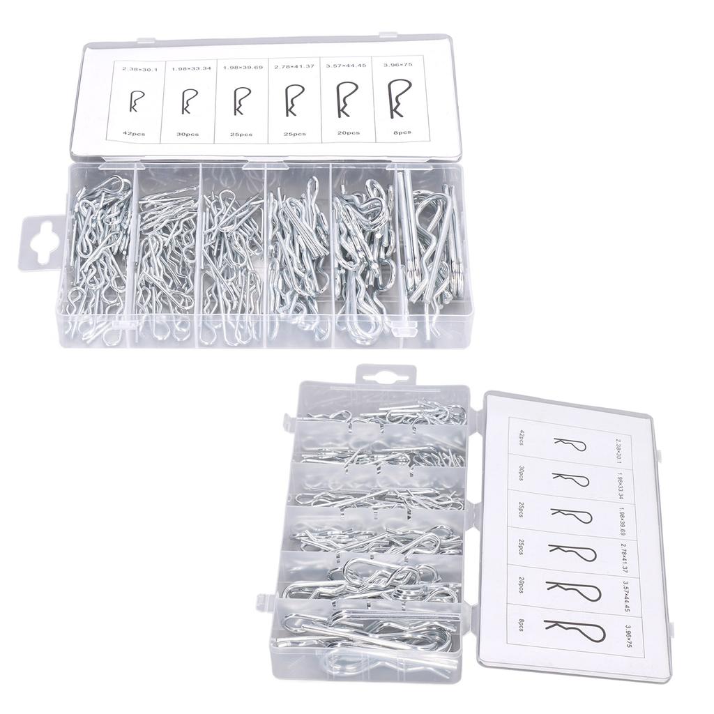 150 STÜCKE Federsplinte Sortiment Set Verzinktem Stahl R-förmigen Anhängerkupplung Stifte Verschluss