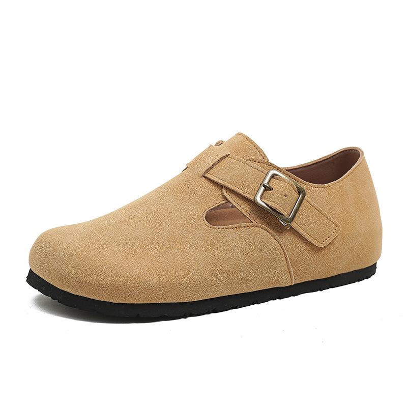 Grape mother winter velvet warm thick-soled big-headed shoes integrated leather single shoes one pedal fluffy shoes women's Boken shoes