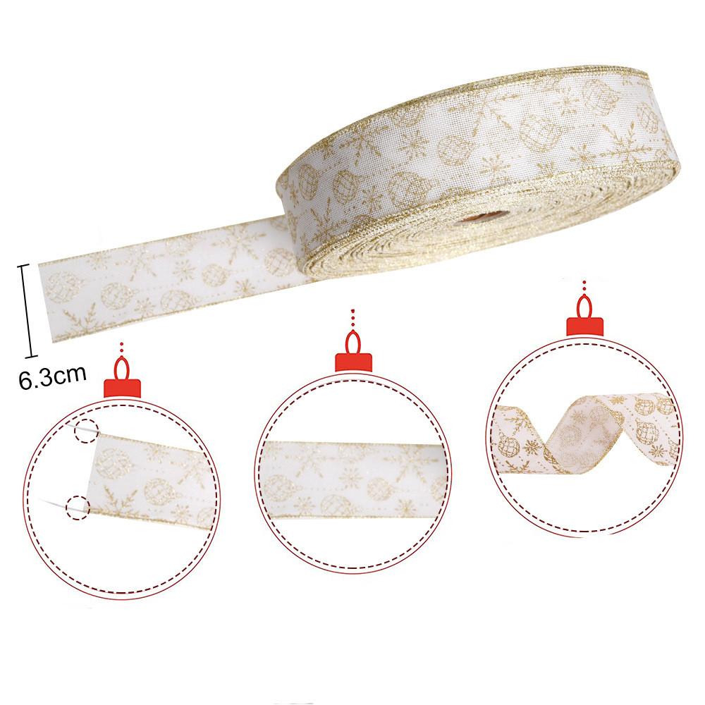 Season Exquisite Festive Christmas Decorative Gold Glitter Ribbon 10 Meters Of Elegant Satin Trees For
