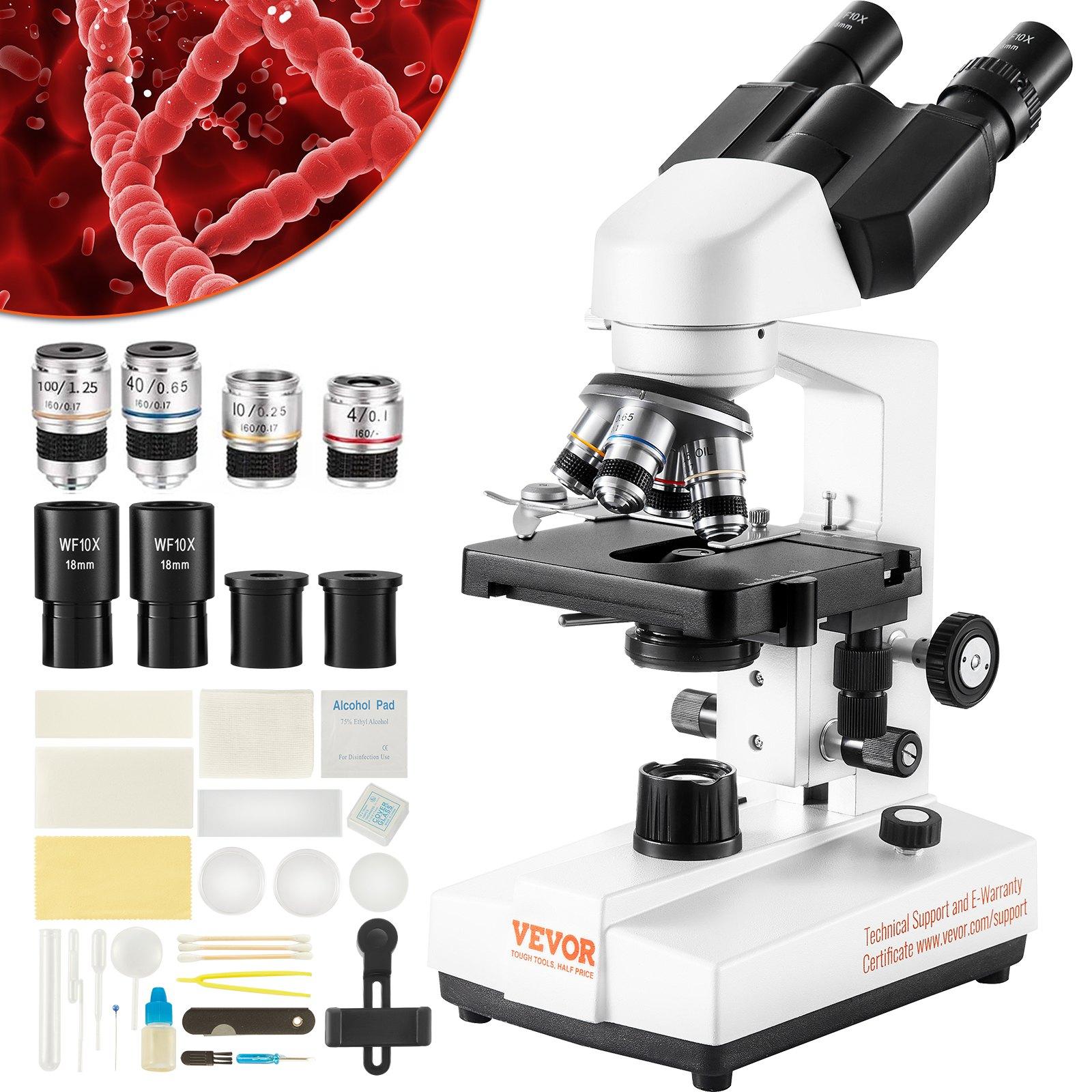 VEVOR Binocular Compound Microscope, 40X-2500X Magnification
